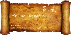 Pálka Arikán névjegykártya